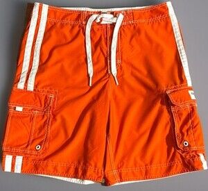 Abercrombie & Fitch Swim Trunks Mens XL Orange Cargo Board Shorts